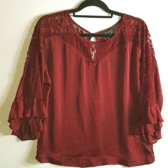 Glance Red Lace Blouse - Picture 1 of 6